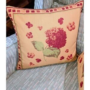 Madura France Cotton Yellow Red Green Floral Set of 20 x 20 Pillows W/ Inserts